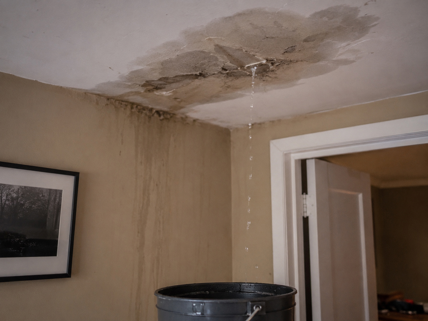 Save Home Membership technician inspecting a small plumbing leak under a sink