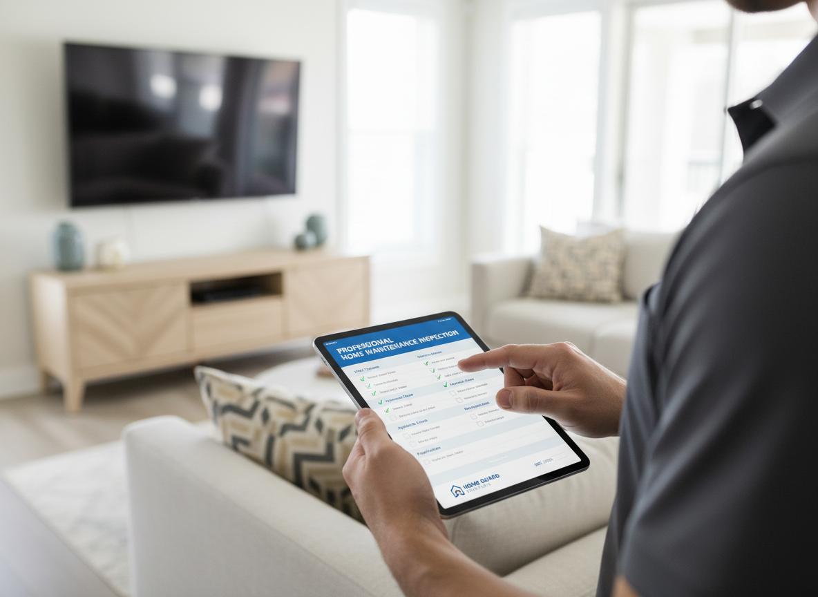 Home maintenance checklist on tablet device